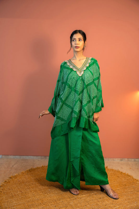 Emerald Bandhej Dhoti Set