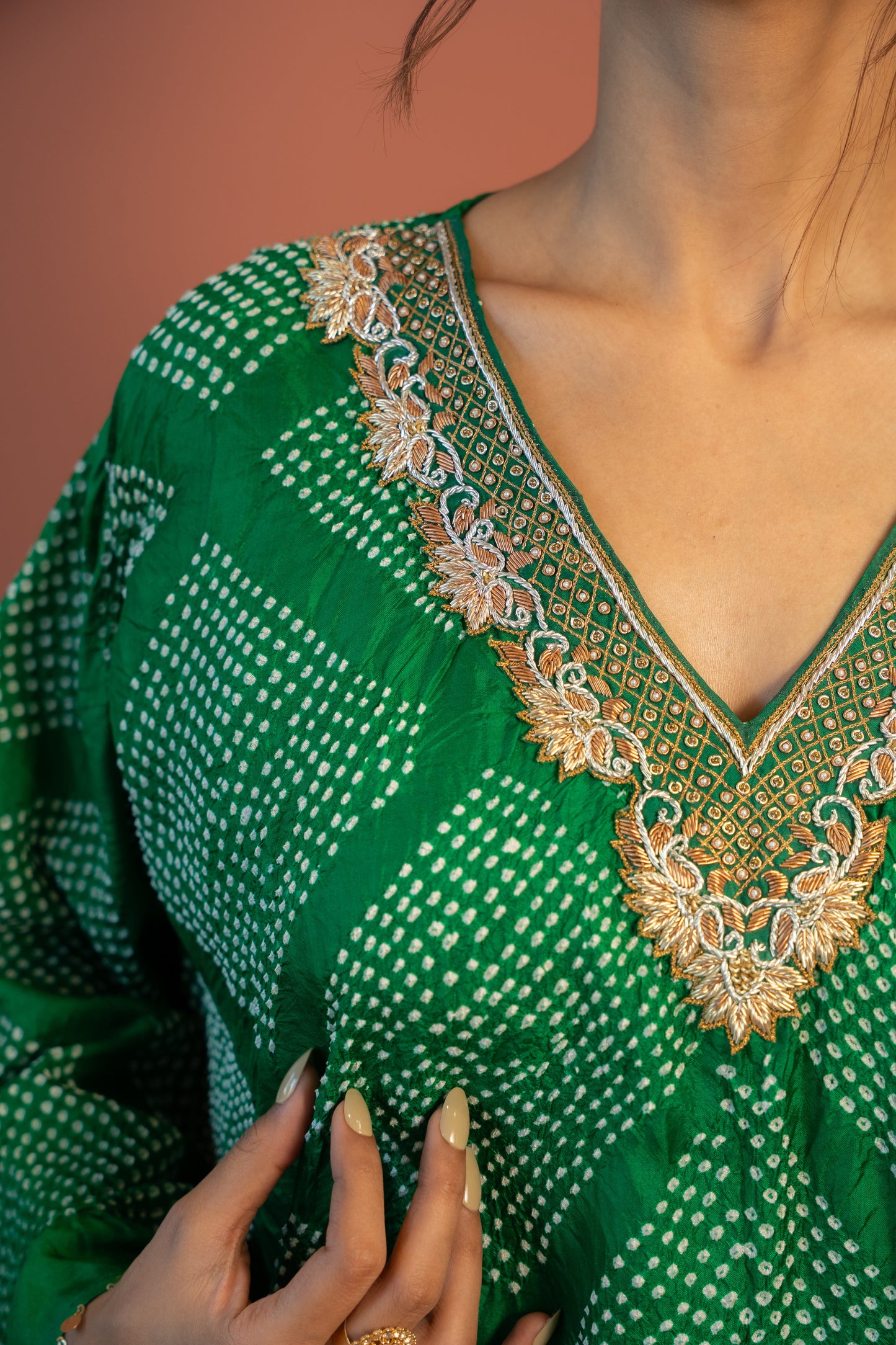Emerald Bandhej Dhoti Set
