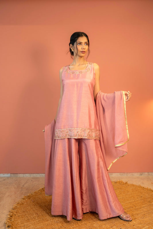 Blush Semi Tussar Sharara Set