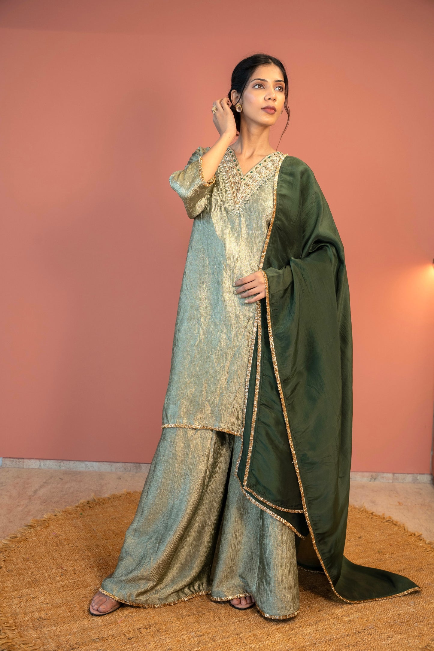 Sage Shimmer Suit Set