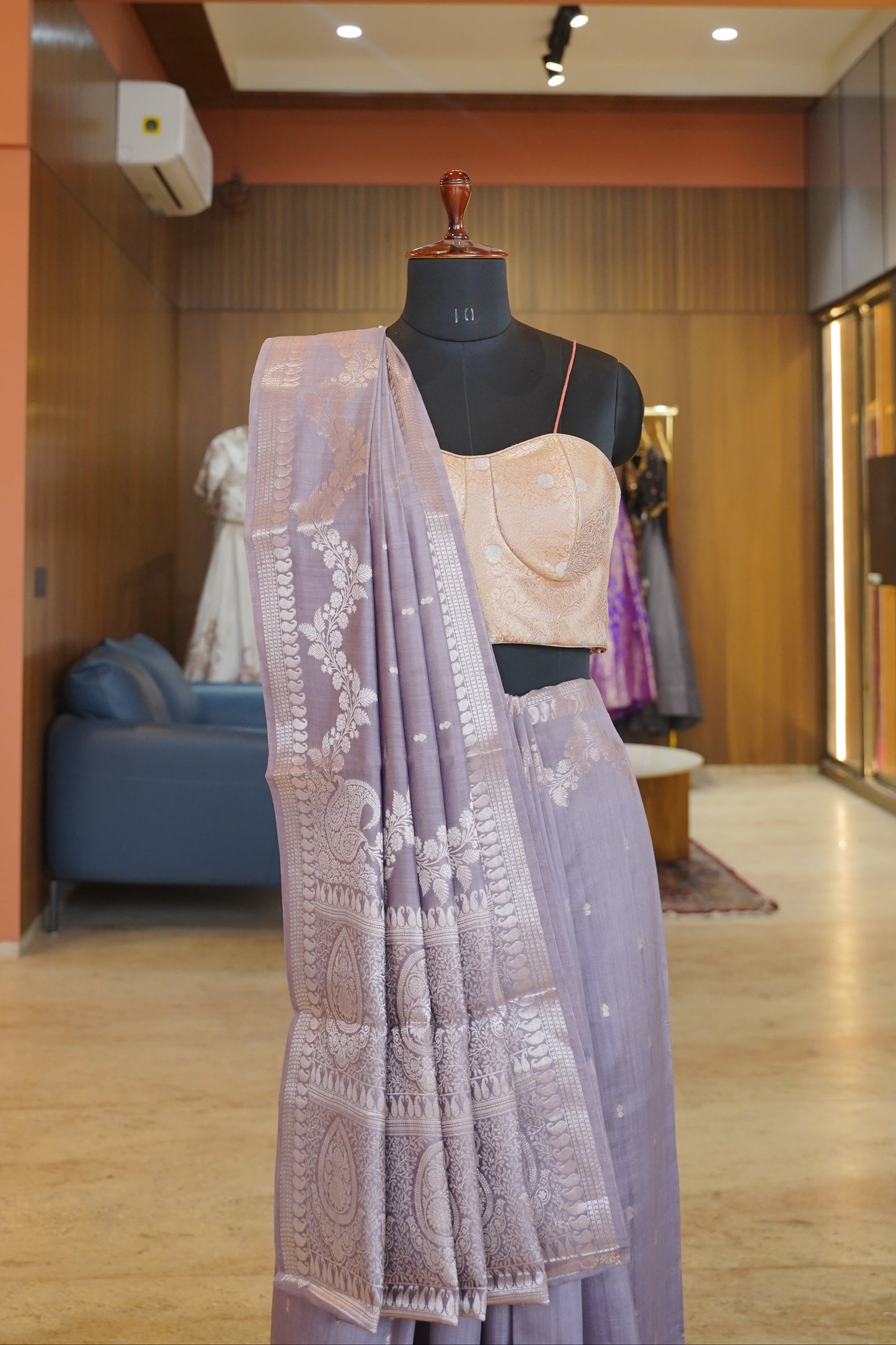 Dusty Lavender Banarasi Saree