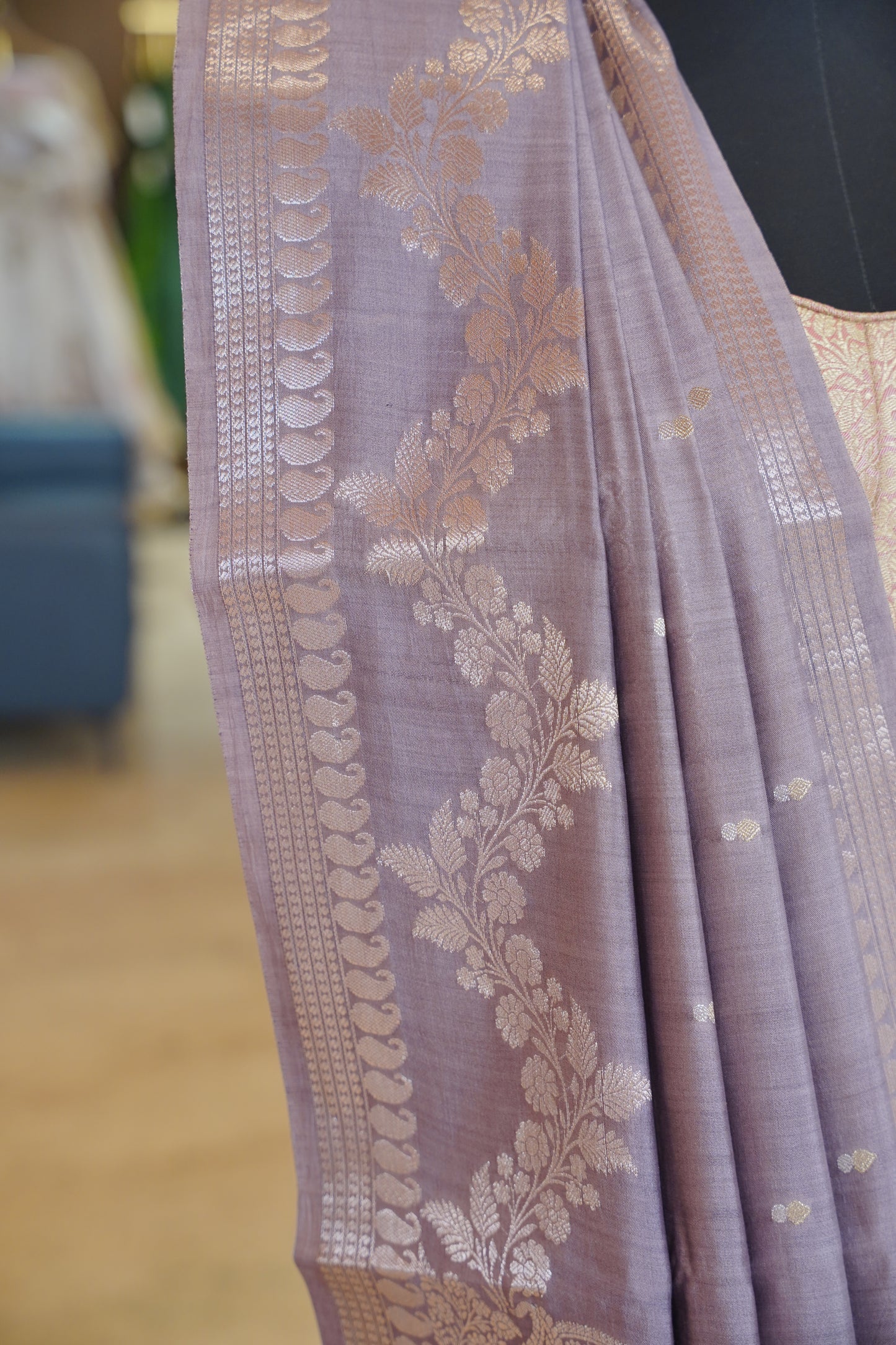 Dusty Lavender Banarasi Saree