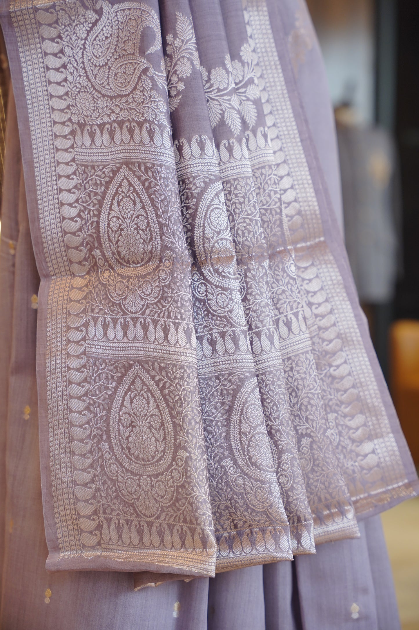 Dusty Lavender Banarasi Saree