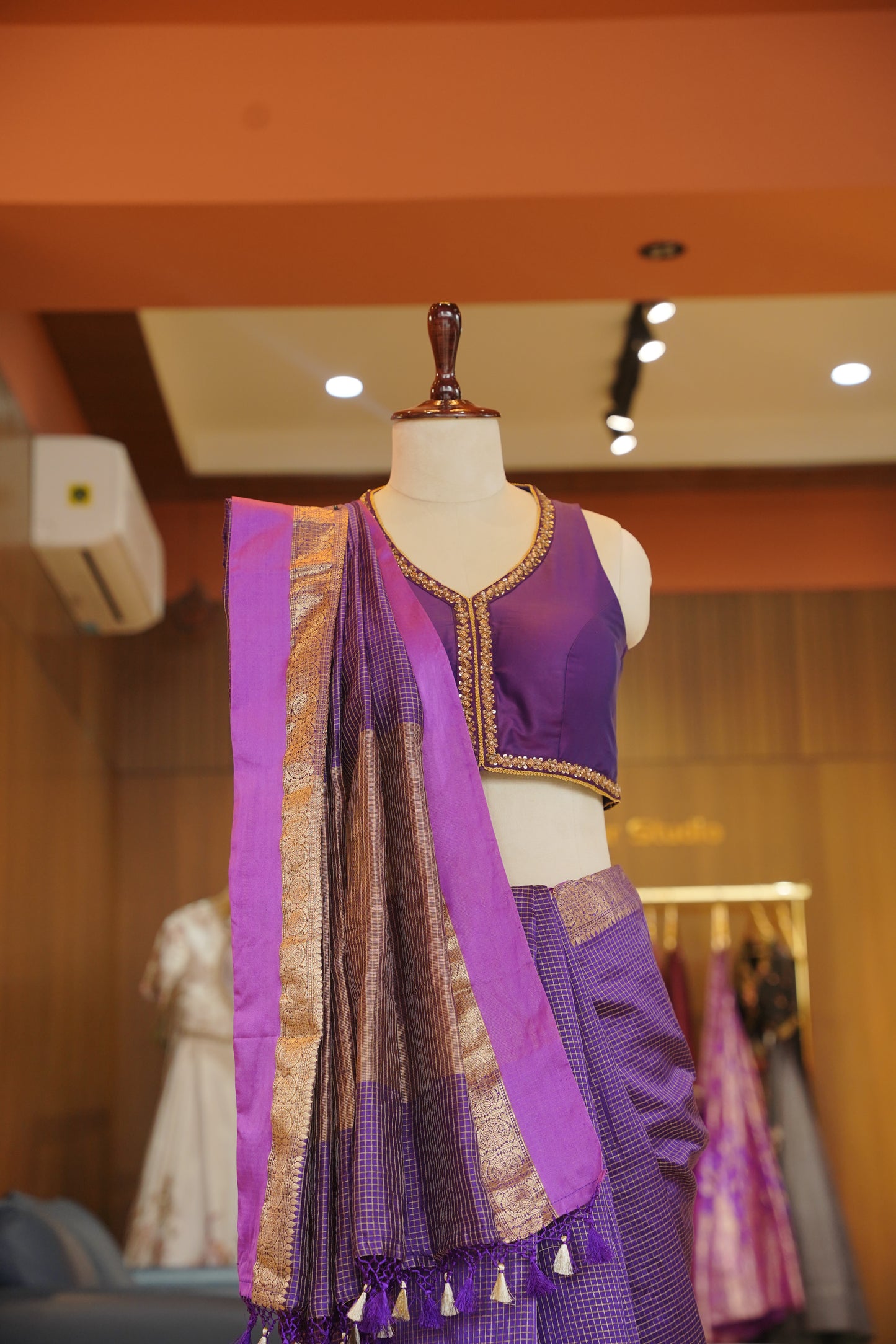 Purple Silk Banarasi Saree