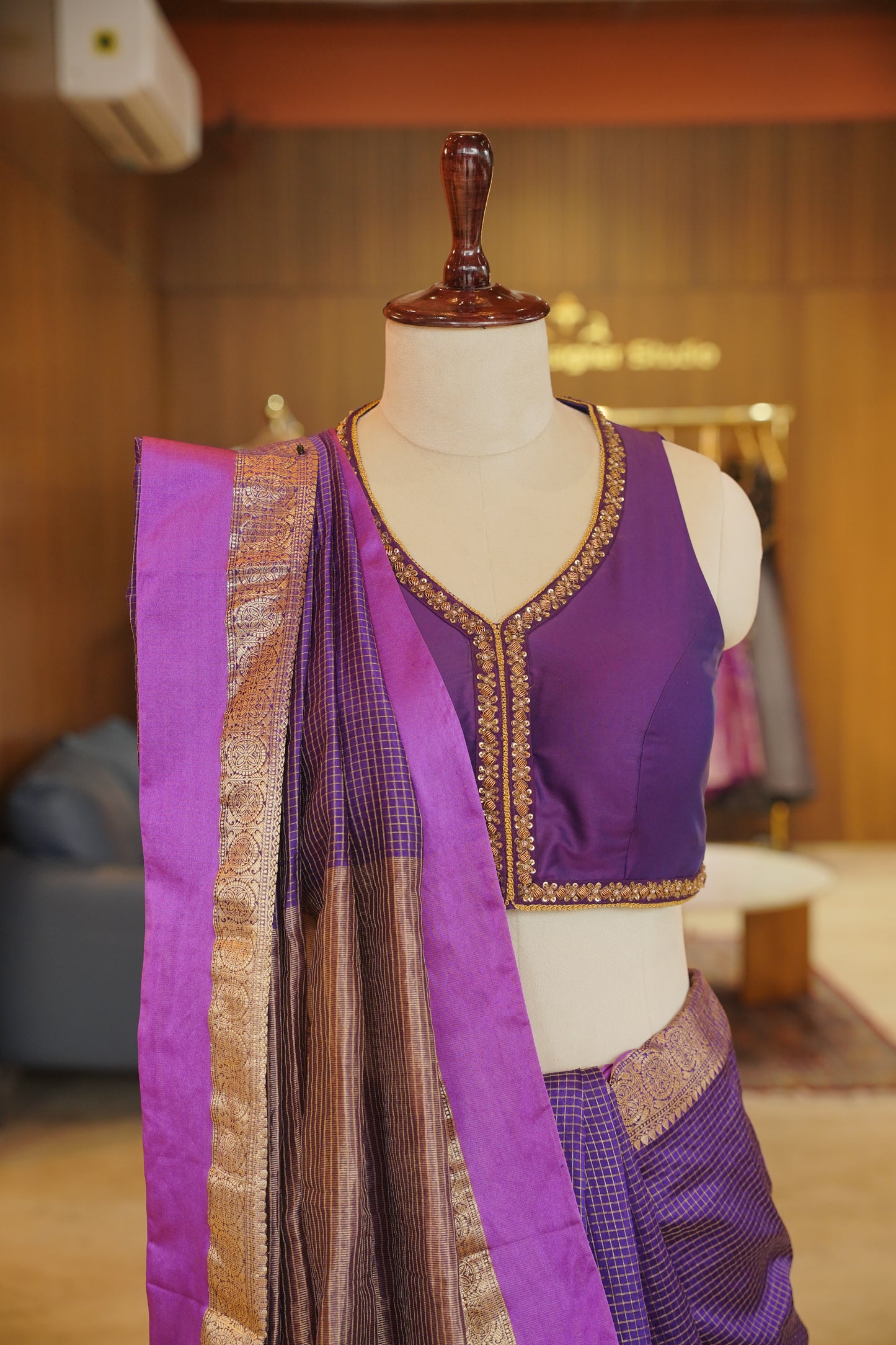 Purple Silk Banarasi Saree