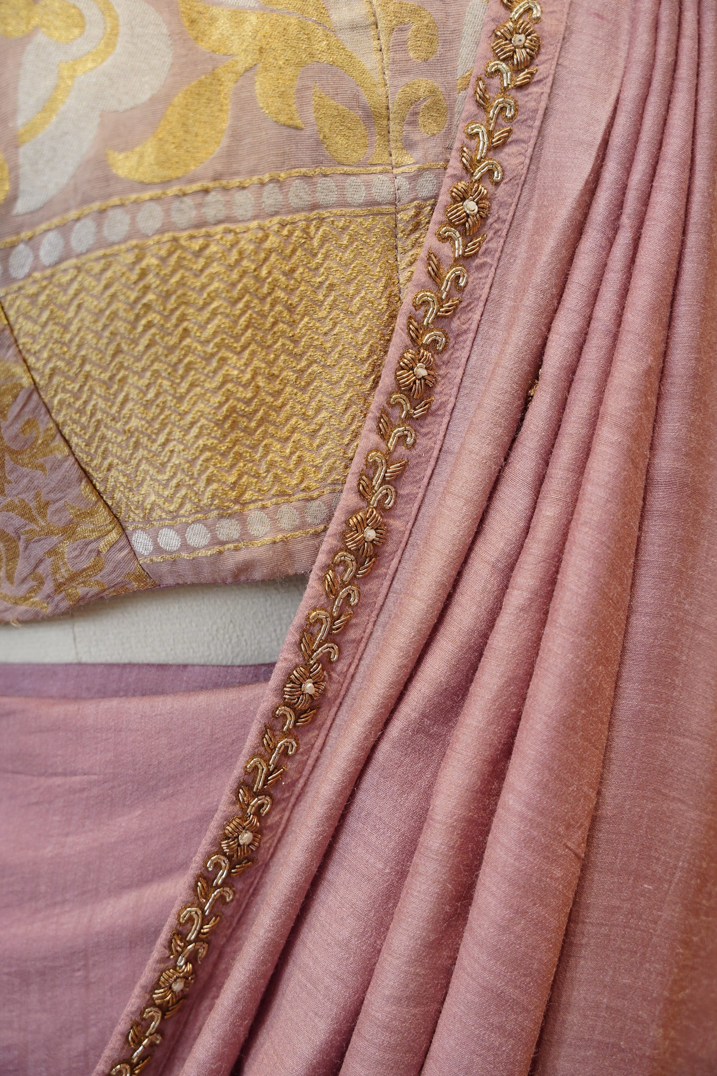 Blush Pink Pure Munga Silk Saree