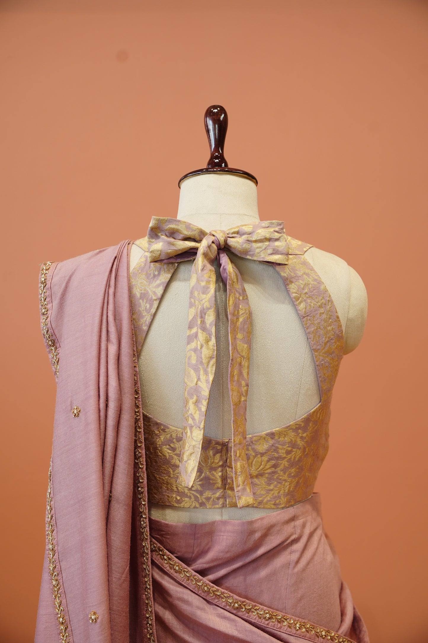 Blush Pink Pure Munga Silk Saree
