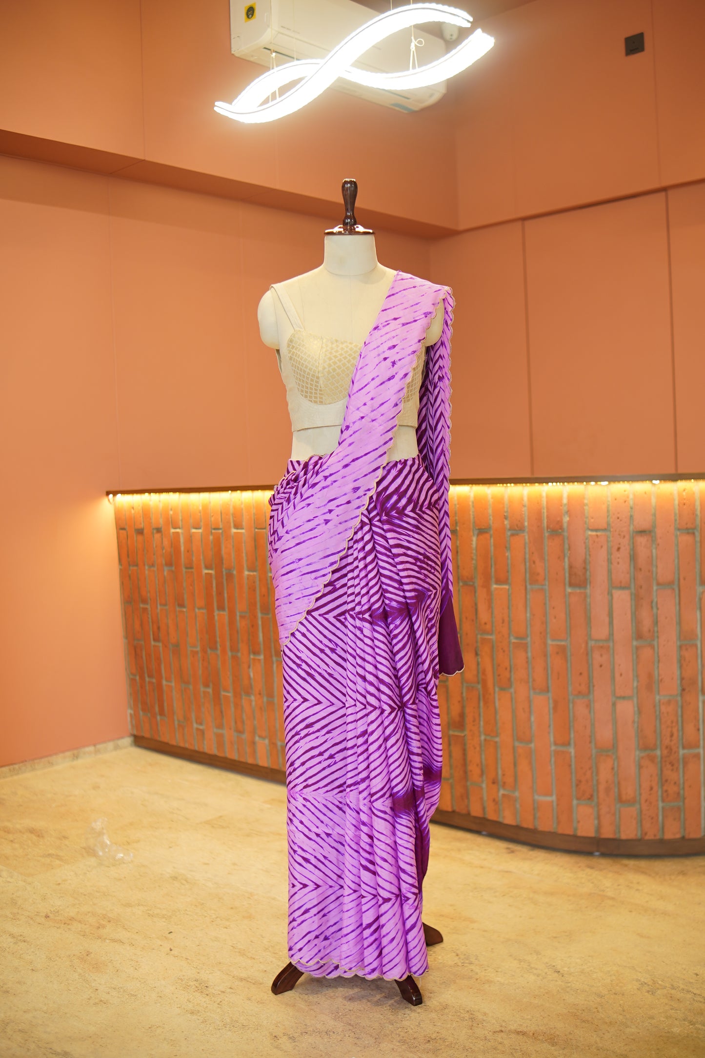 Lavender Whisper Leheriya Silk Saree