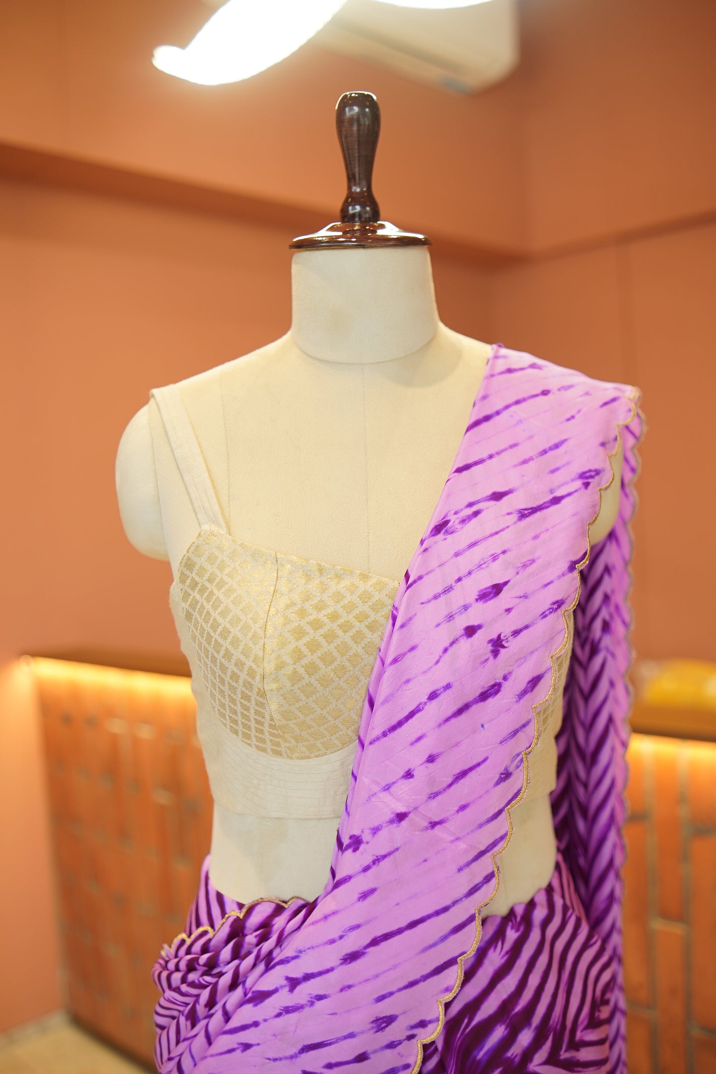Lavender Whisper Leheriya Silk Saree