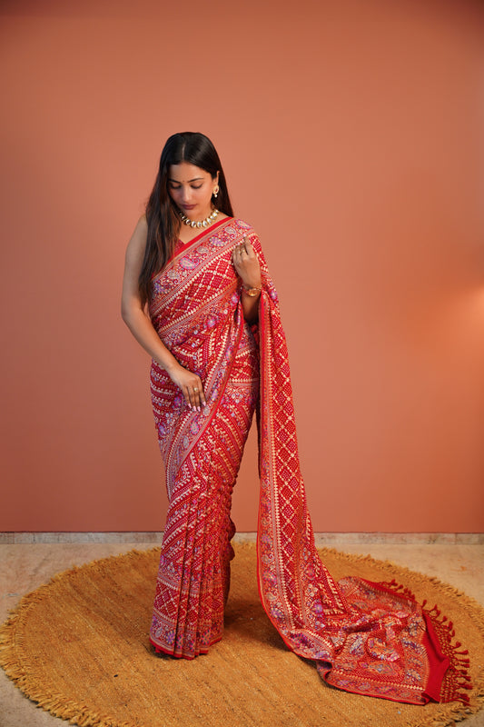 Laalika Banarasi Bandhej Saree