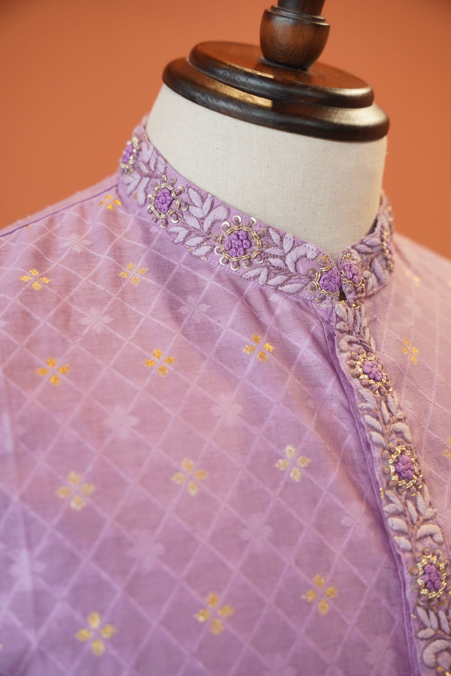 Lavender Bhagalpuri Cotton Silk Kurta