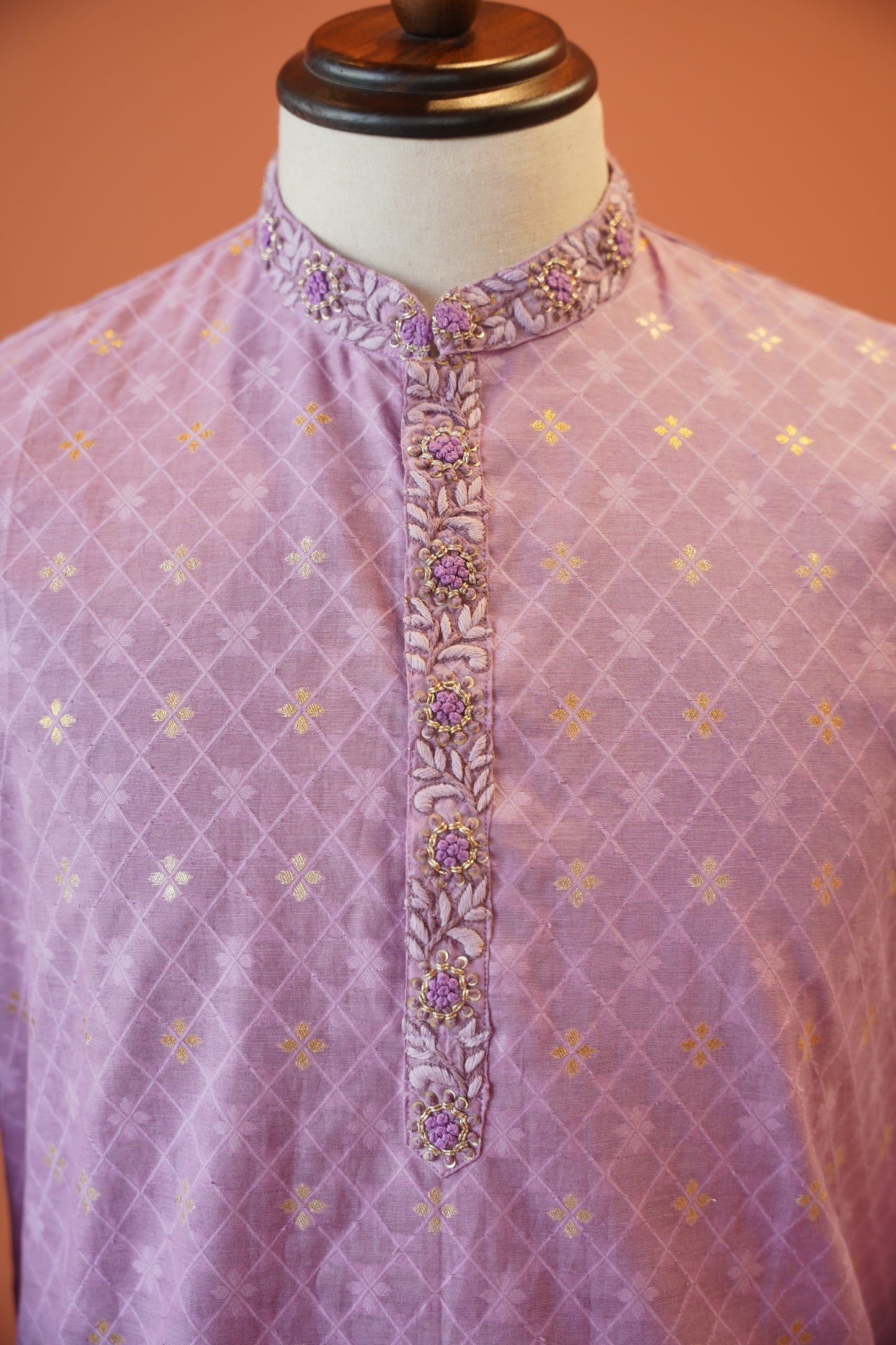 Lavender Bhagalpuri Cotton Silk Kurta