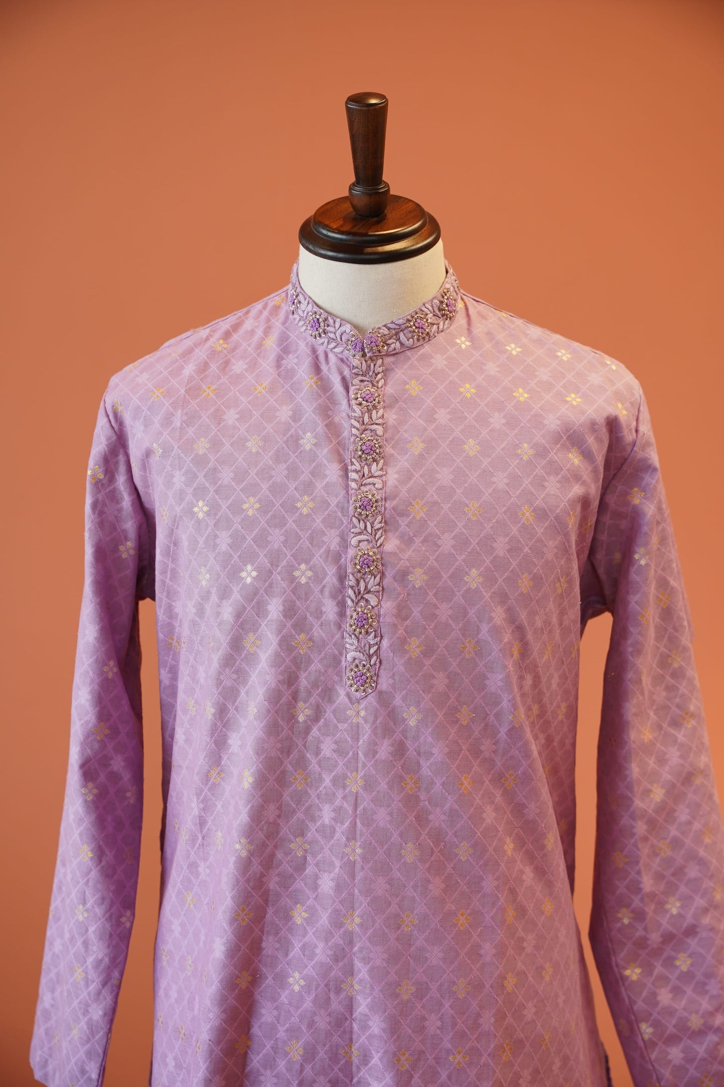 Lavender Bhagalpuri Cotton Silk Kurta