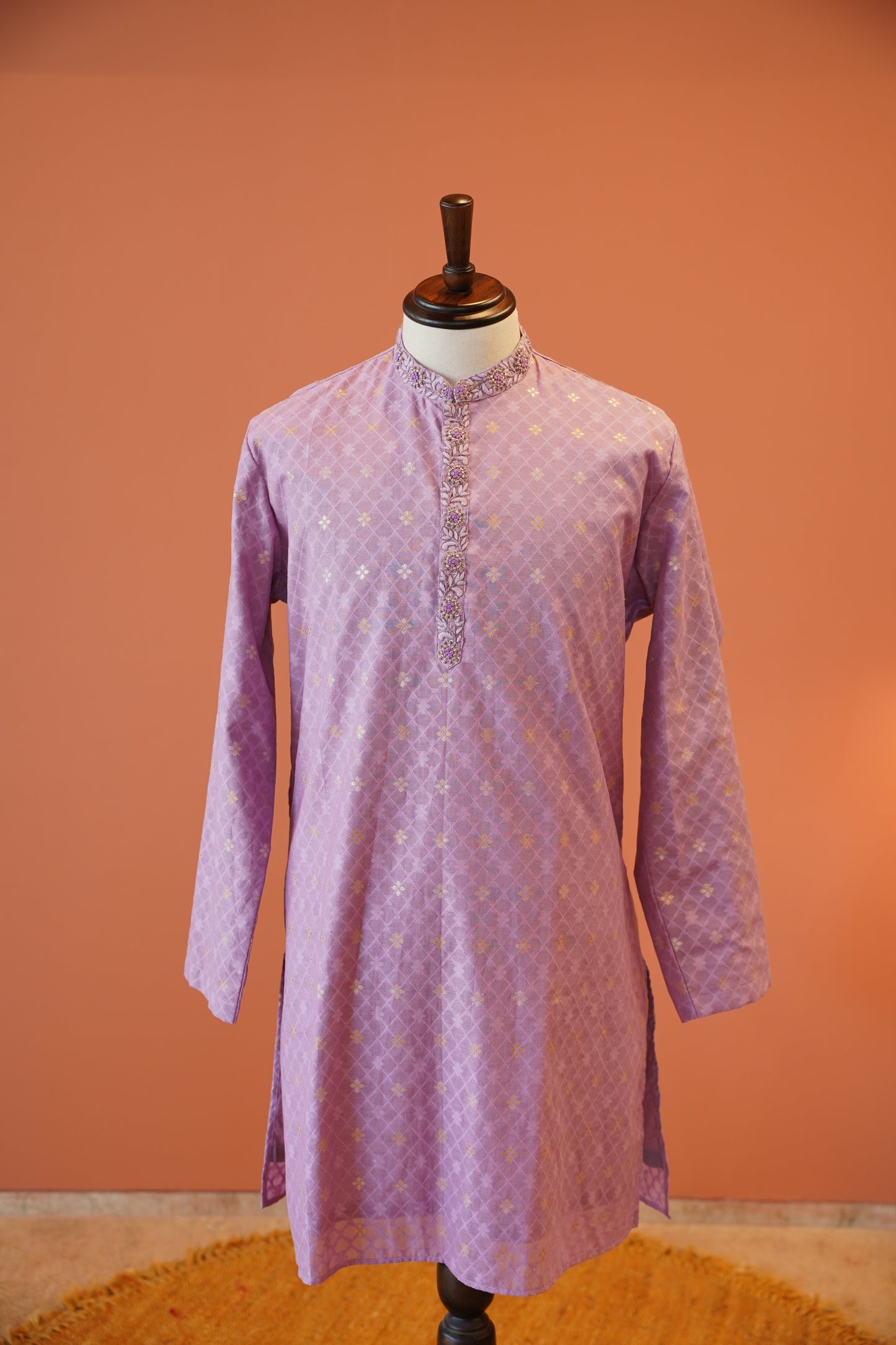 Lavender Bhagalpuri Cotton Silk Kurta