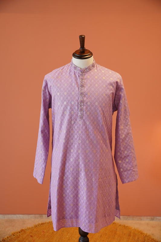 Lavender Bhagalpuri Cotton Silk Kurta