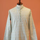 Powder Blue Bhagalpuri Cotton Silk Kurta