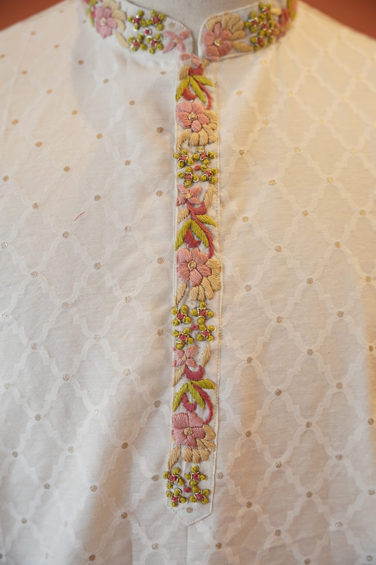 Ivory Bhagalpuri Cotton Silk Kurta