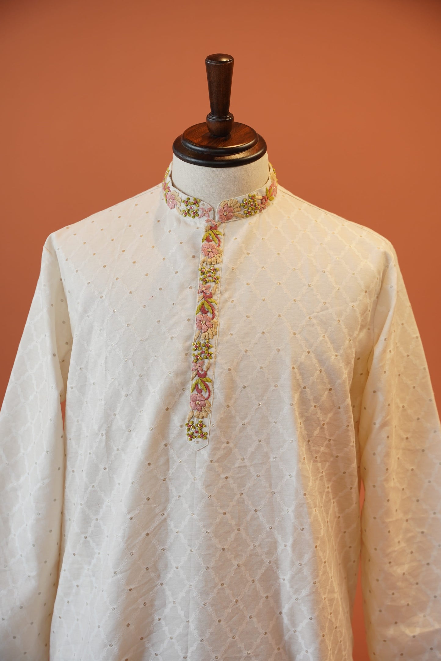 Ivory Bhagalpuri Cotton Silk Kurta