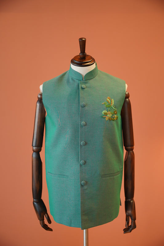 Emerald Green Classic Nehru Jacket
