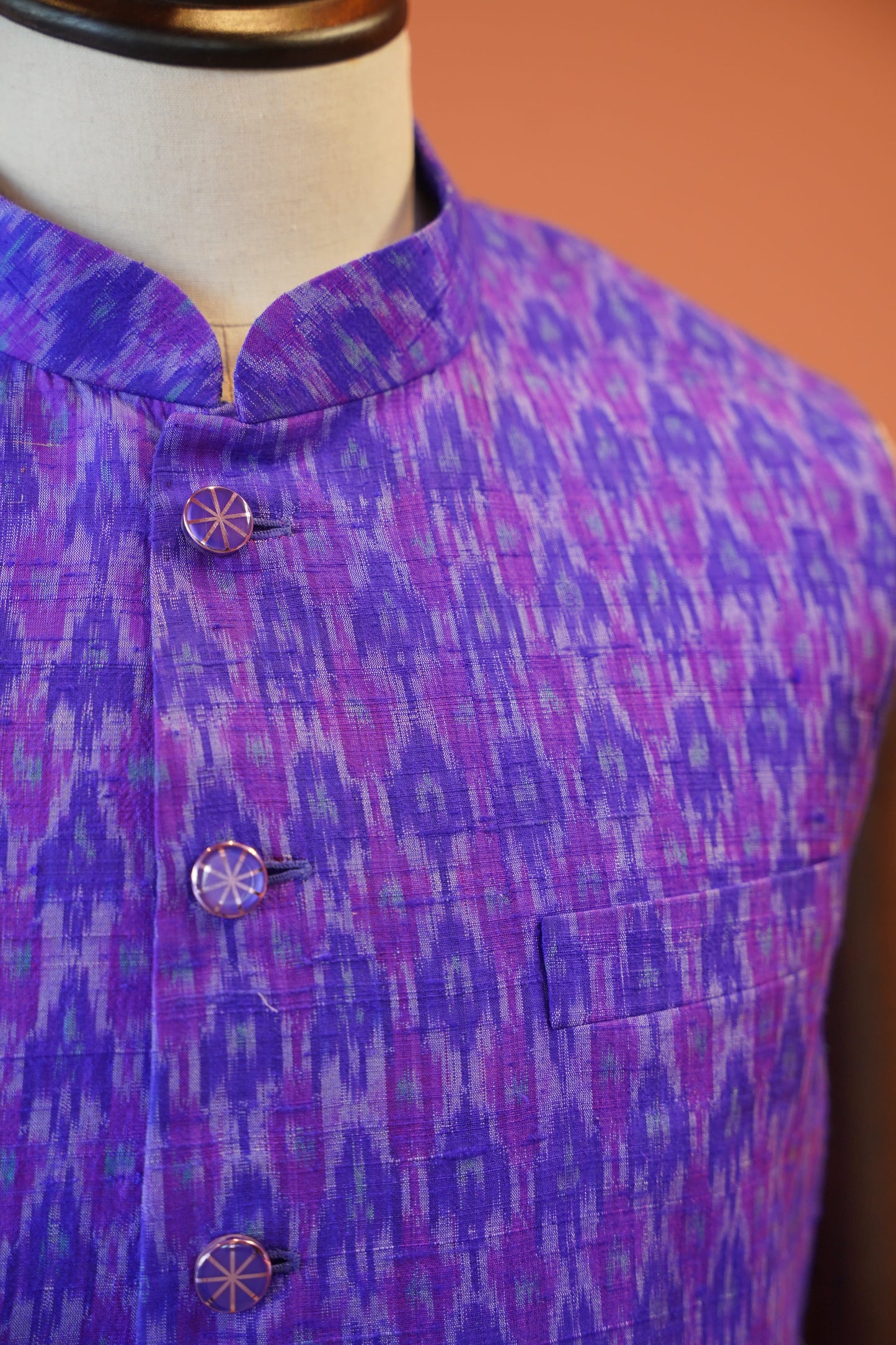 Purple Ikat Heritage Nehru Jacket