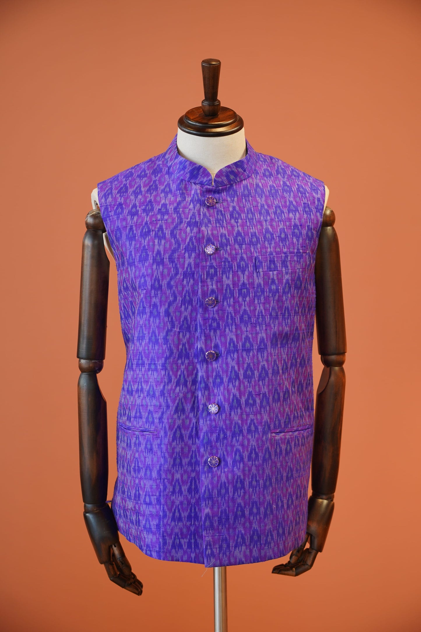 Purple Ikat Heritage Nehru Jacket