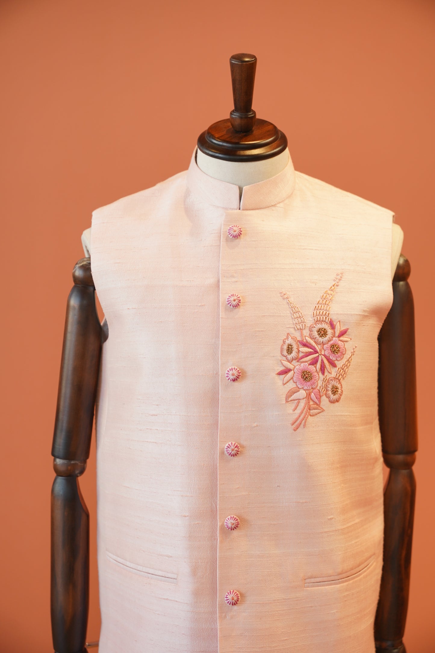 Classic Beige Matka Silk Nehru Jacket