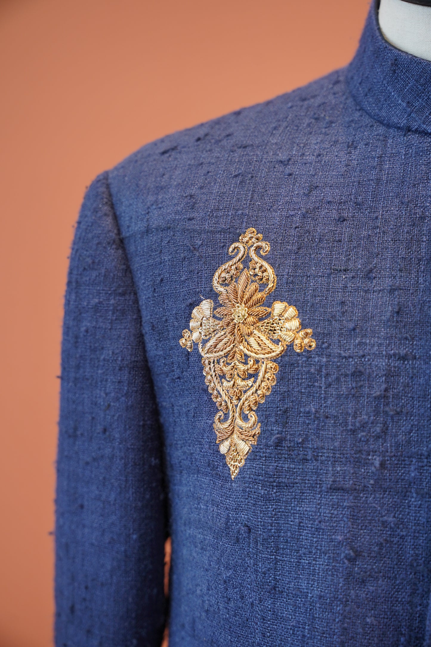 Blush Parsi Embroidered Nehru Jacket