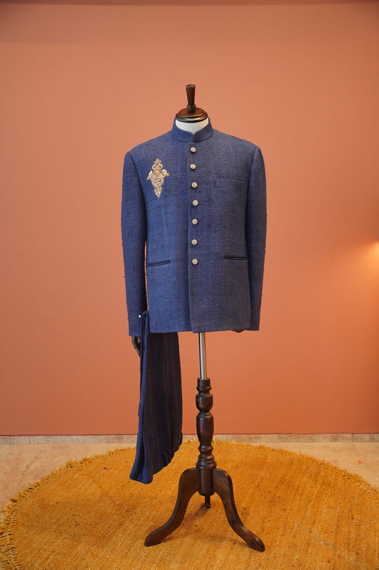 Blush Parsi Embroidered Nehru Jacket