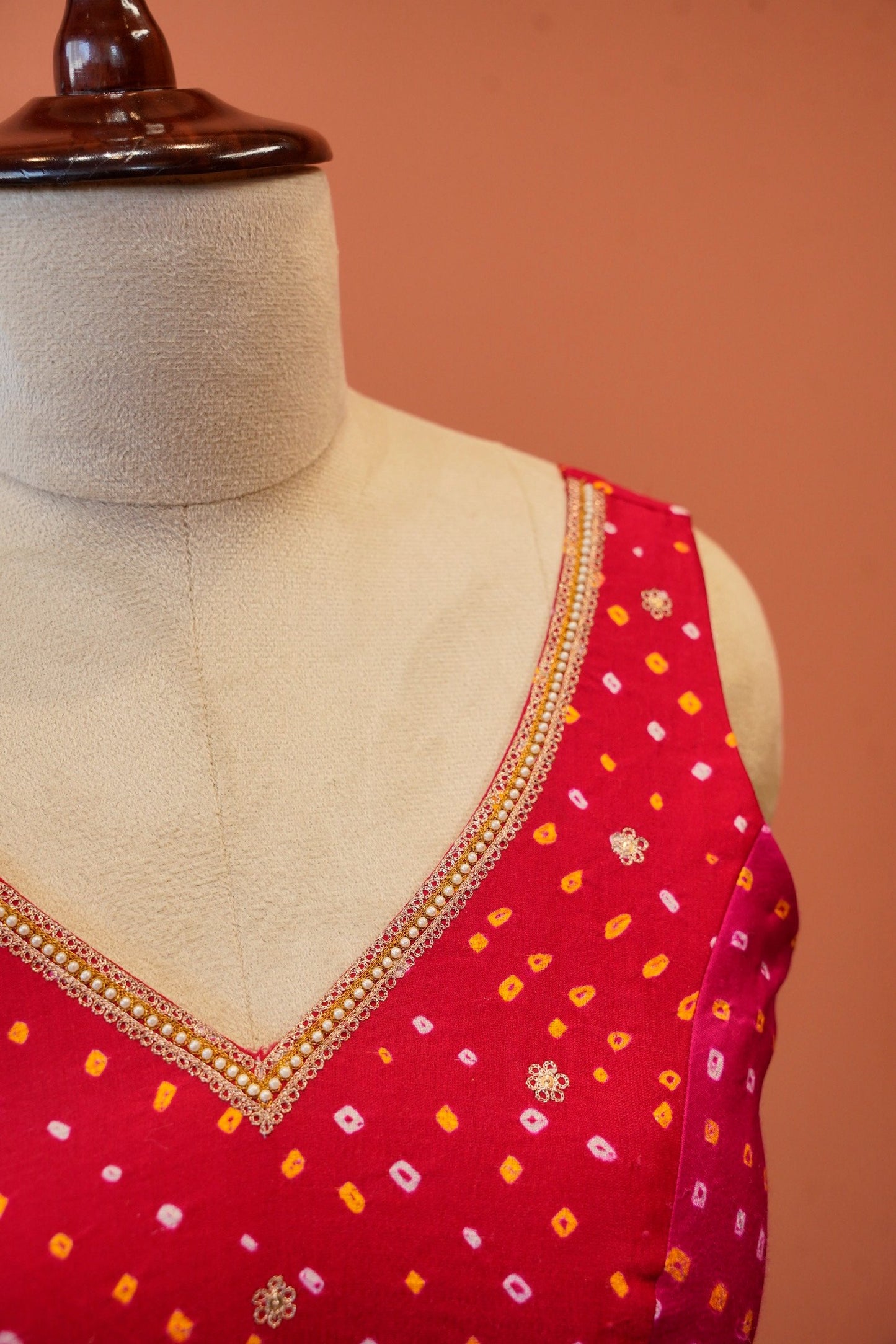 Gulnaar Bandhej V-neck Blouse