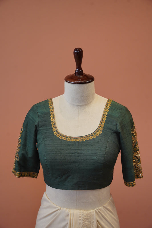 Sage Raw Silk Blouse