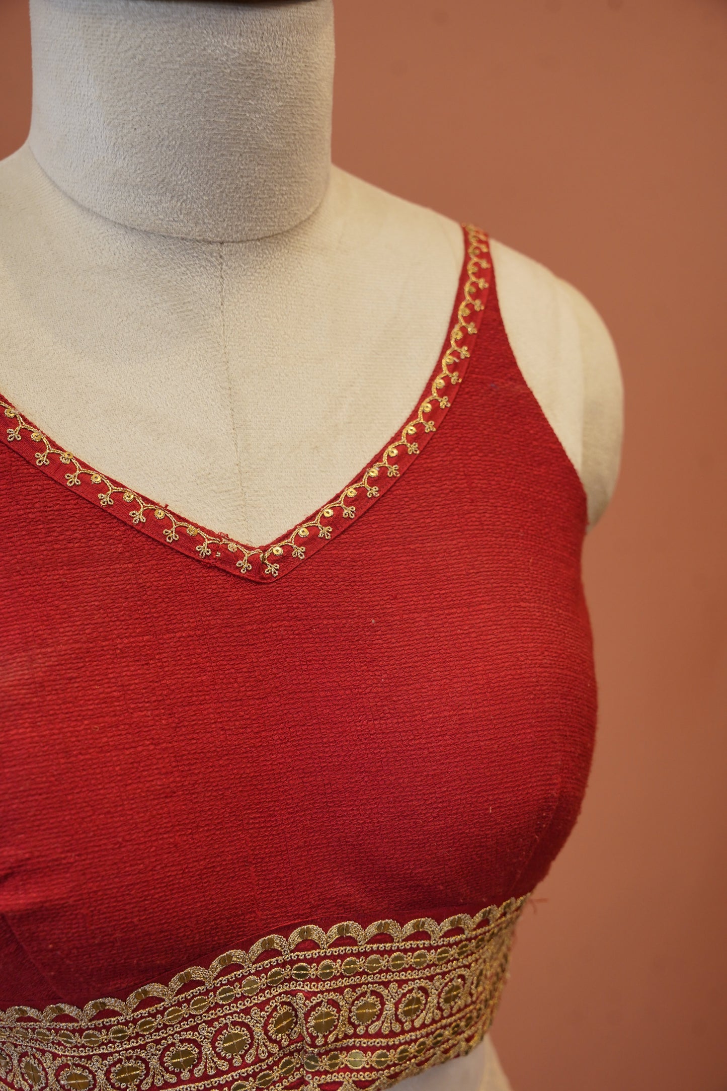 Red silk lace Blouse