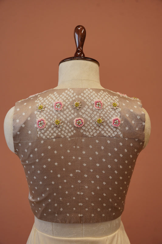 Beige Bandhej Blouse