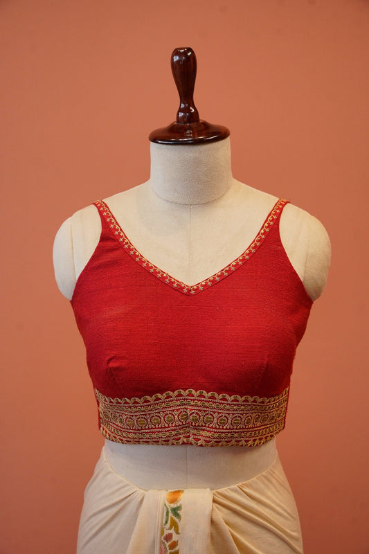 Red silk lace Blouse