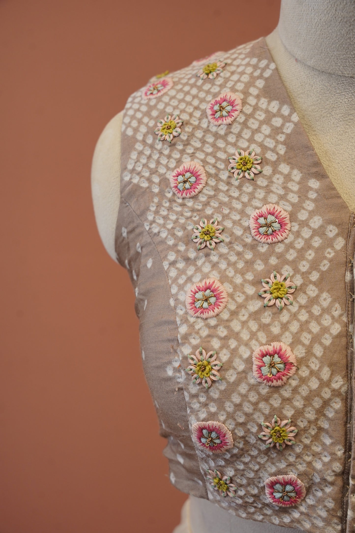 Beige Bandhej Blouse