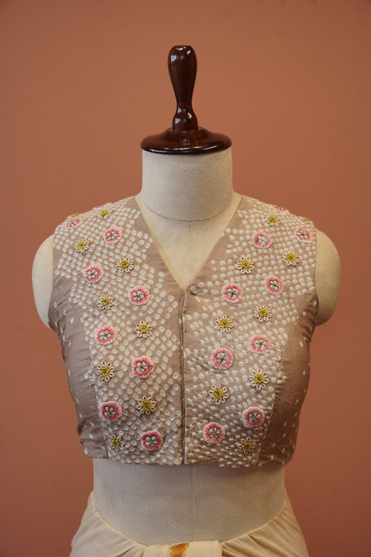 Beige Bandhej Blouse