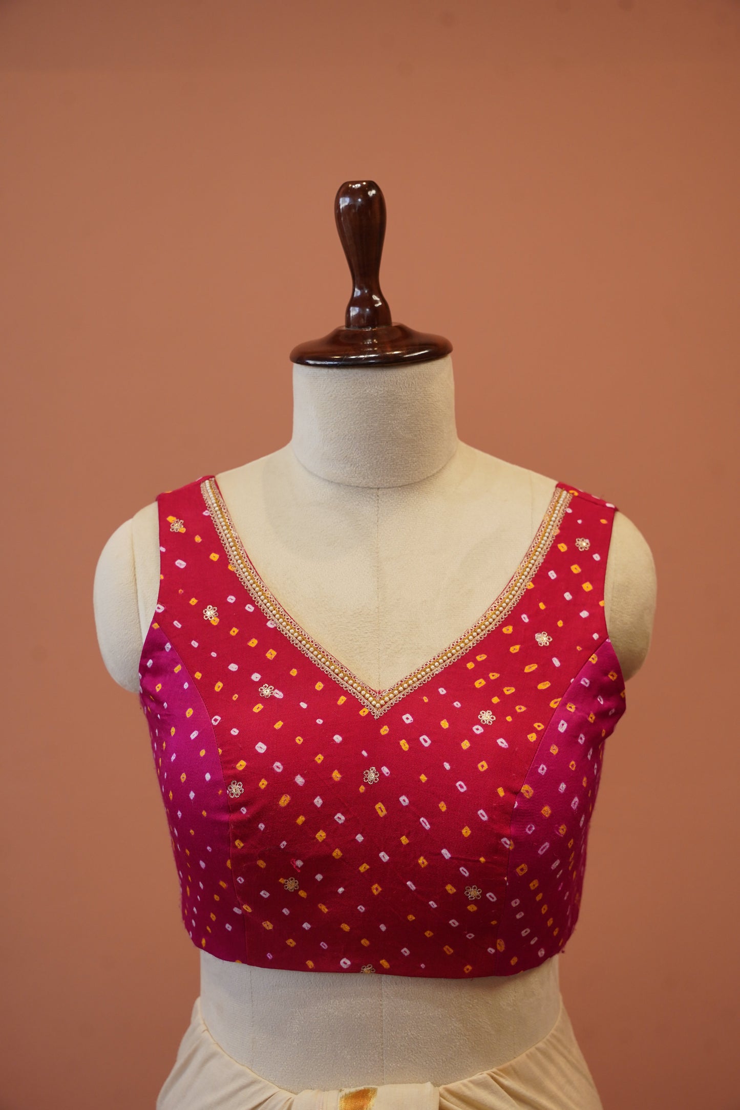 Gulnaar Bandhej V-neck Blouse