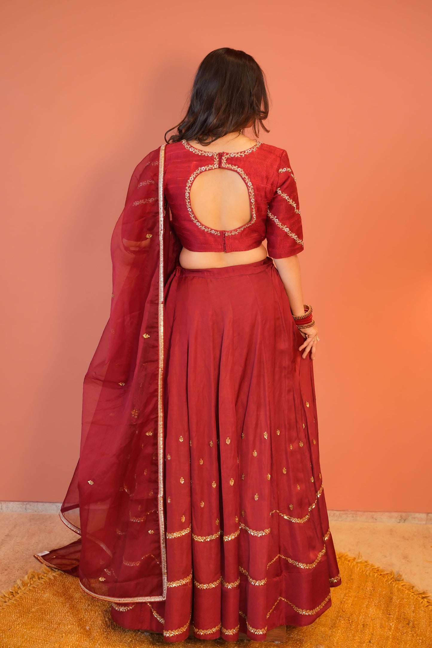 Maroon raabta Lehenga