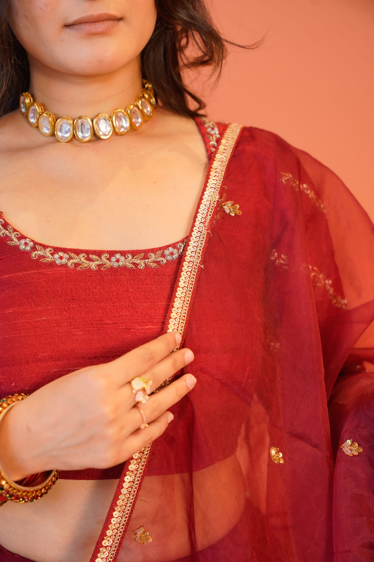 Maroon raabta Lehenga