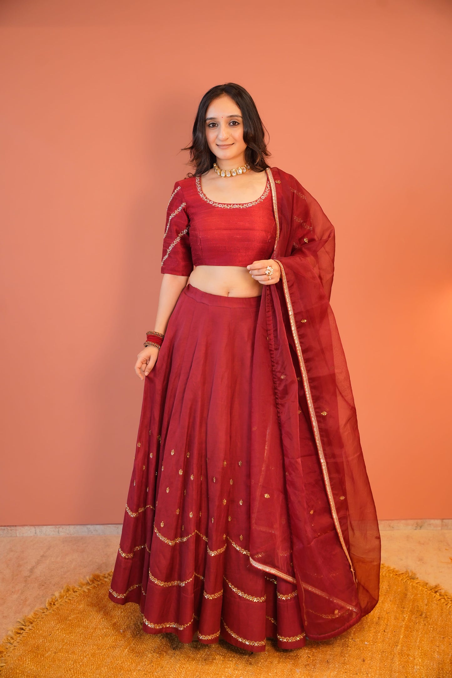 Maroon raabta Lehenga