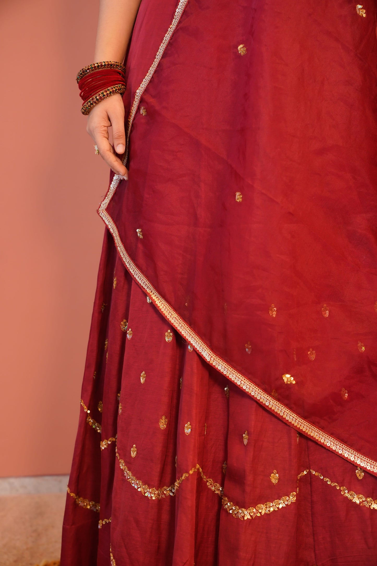 Maroon raabta Lehenga