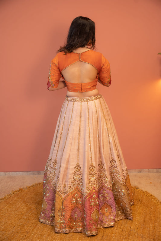 Kesariya Aabha Lehenga