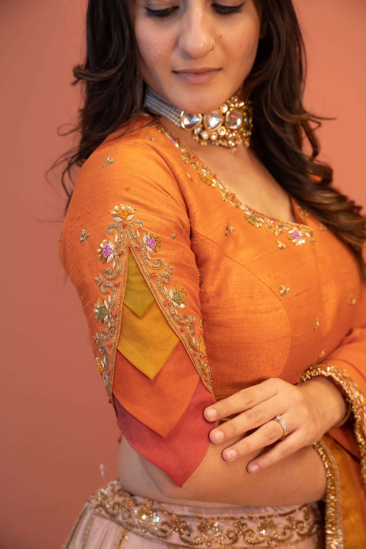 Kesariya Aabha Lehenga