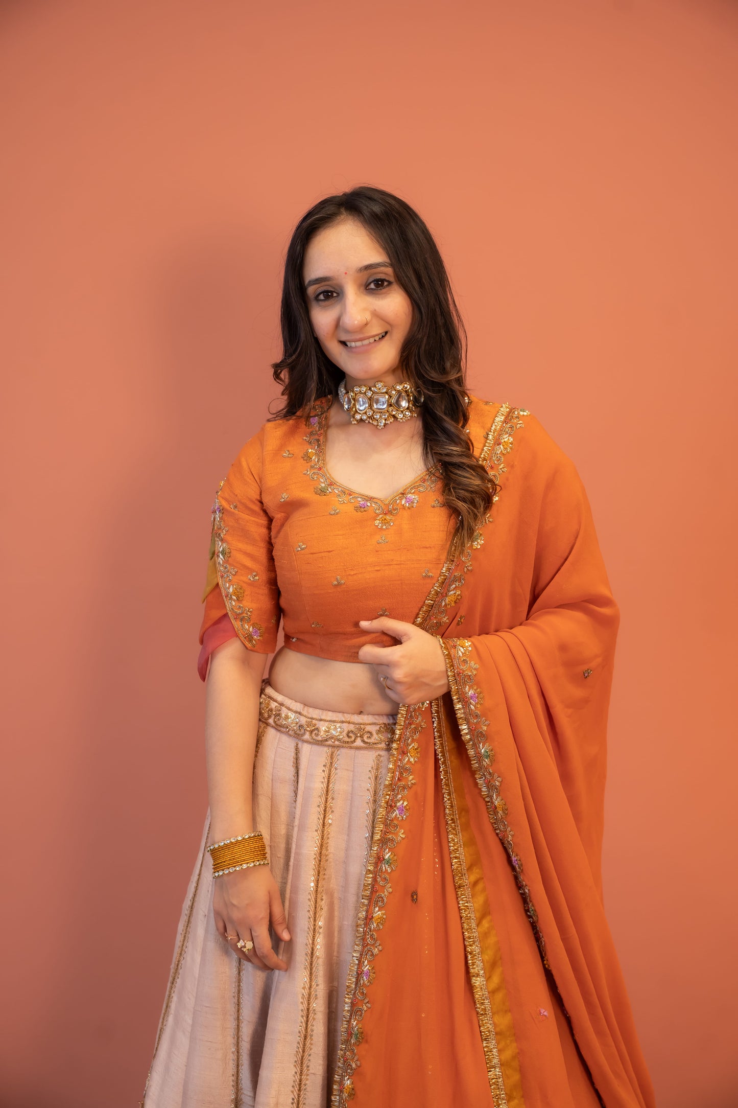 Kesariya Aabha Lehenga