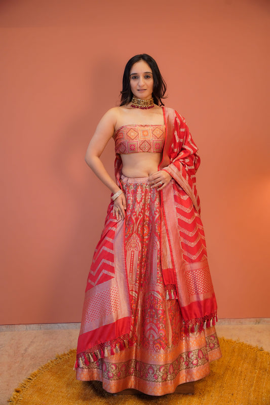 Red Patola Lehenga