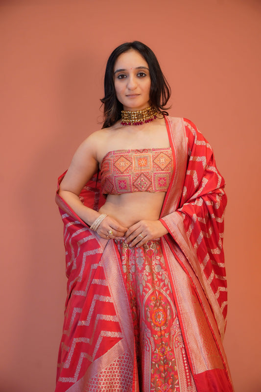 Red Patola Lehenga