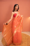 Sunehri Kesariya Leher Saree