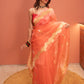 Sunehri Kesariya Leher Saree
