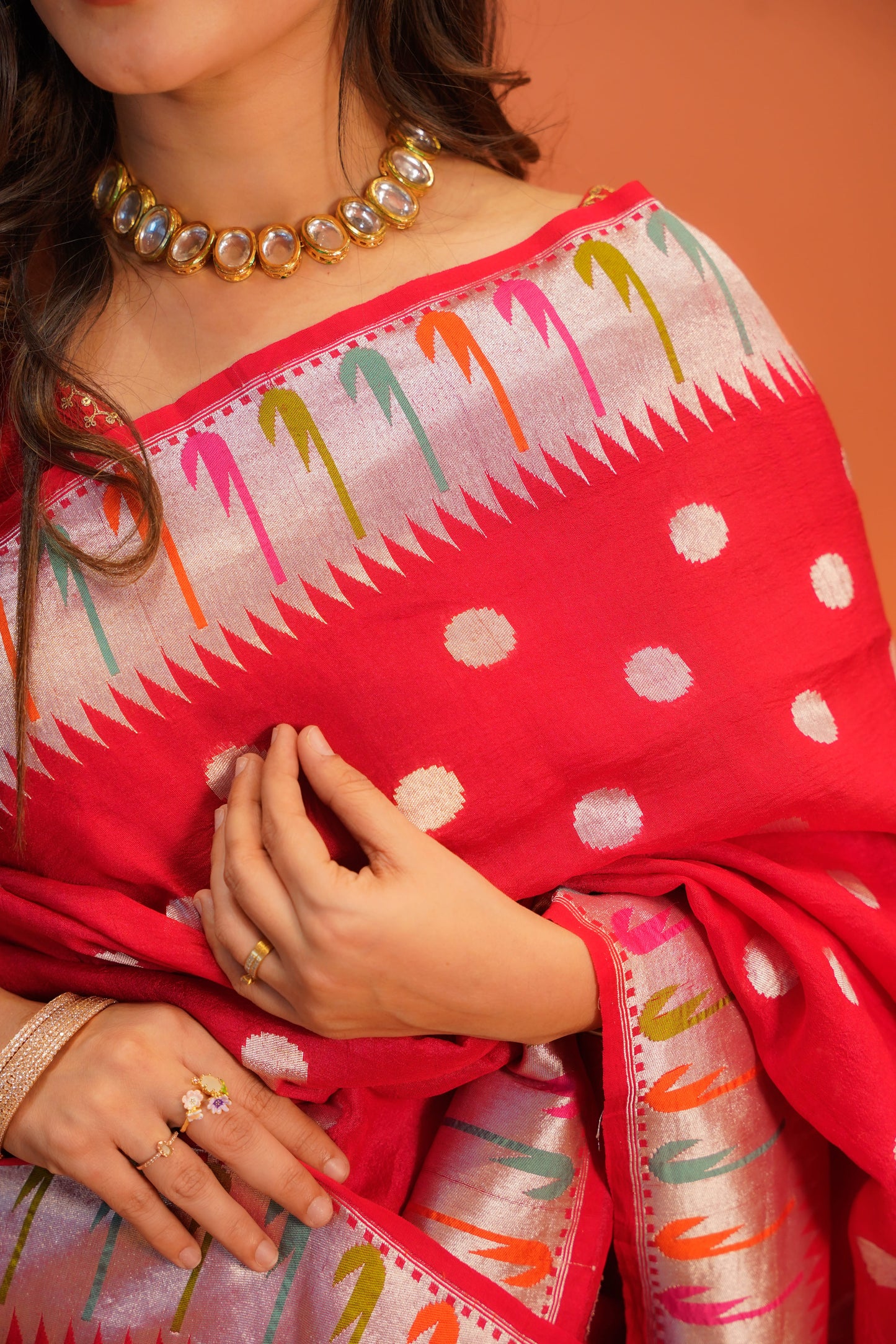 Laal Phool Banarasi Saree