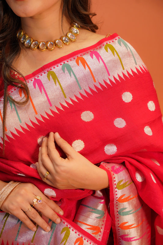 Laal Phool Banarasi Saree