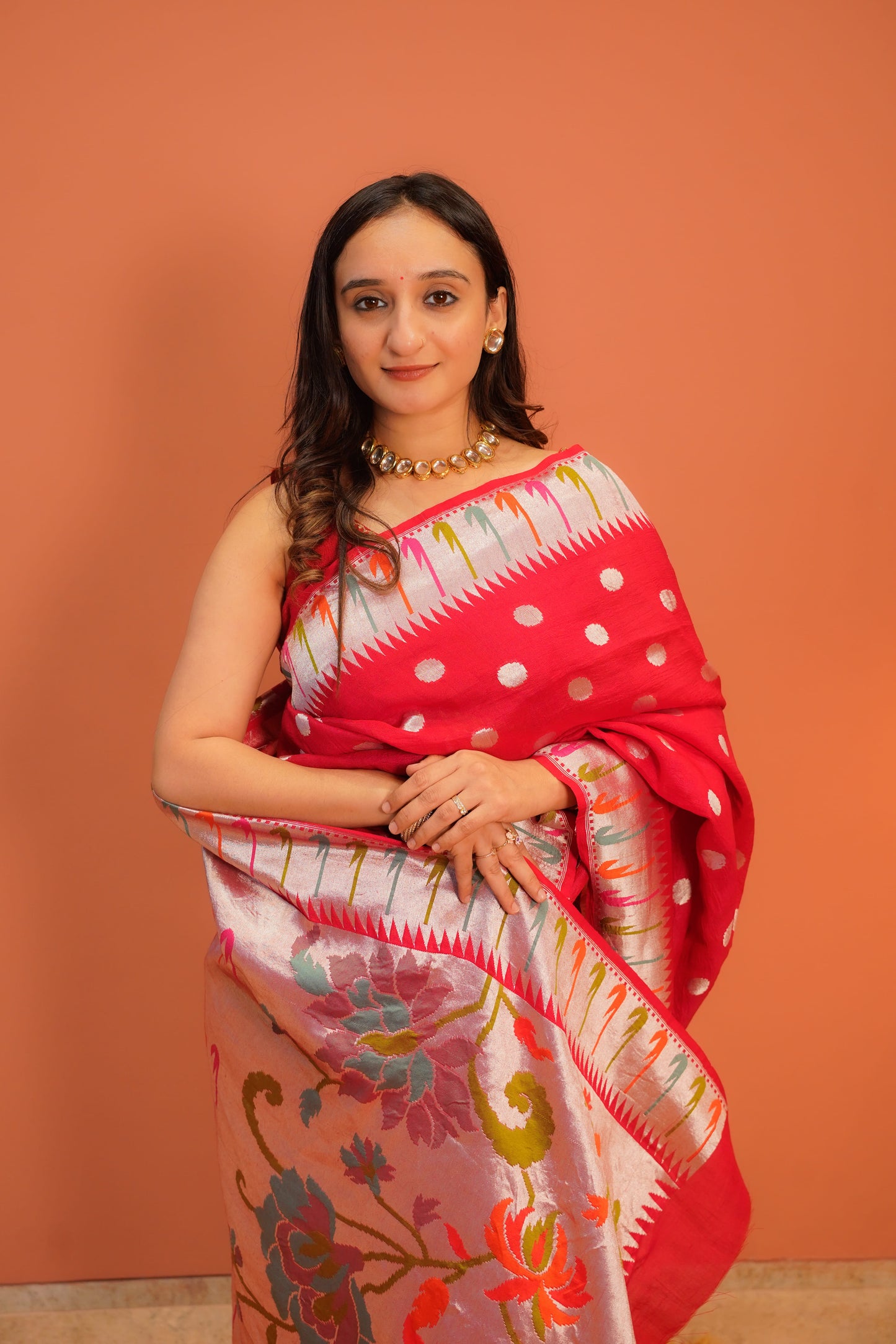 Laal Phool Banarasi Saree